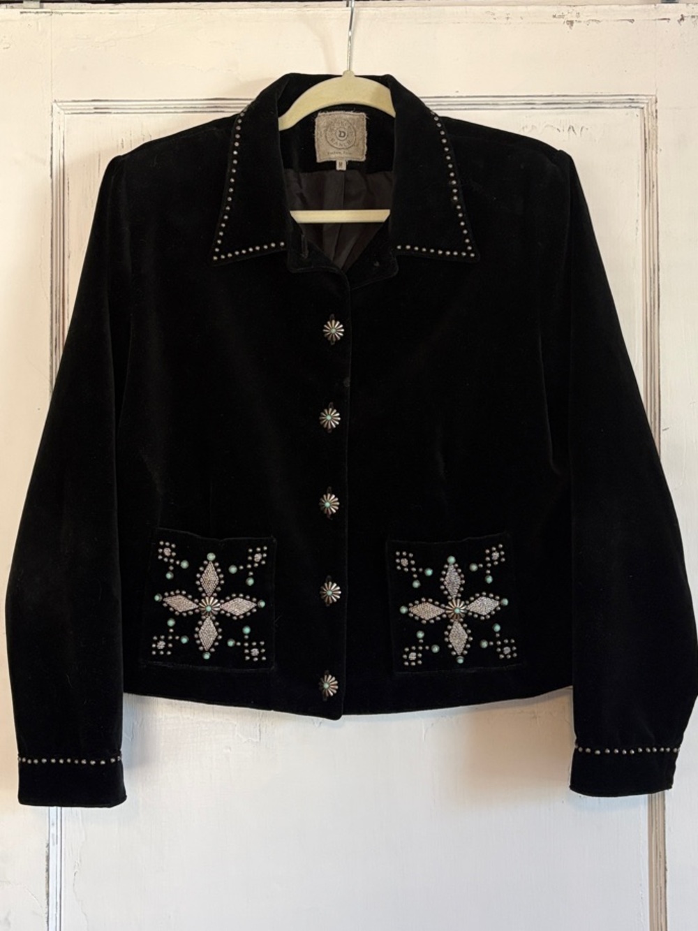 Double D Ranch Black Velvet Studded Southwestern Embellished Jacket
